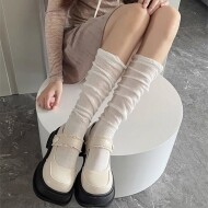 여성 데일리 루즈핏 시스루 양말 니삭스 여학생 패션 중목 1켤레